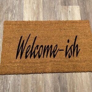 Welcome-ish decorative coir doormat